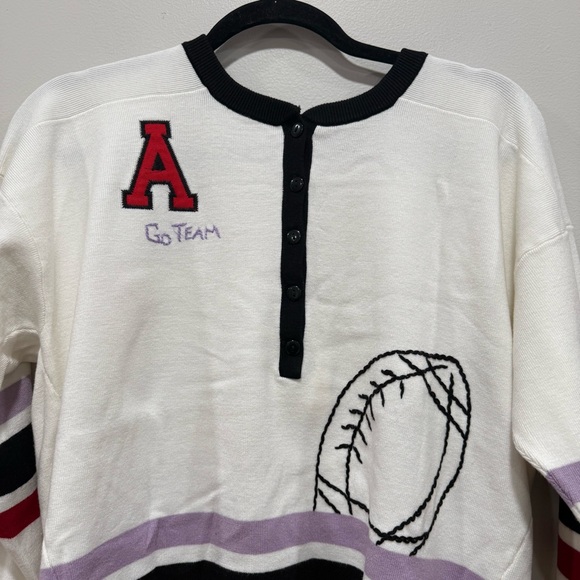 Anthropologie Daily Practice Go Team Embroidered
Henley Top Small - Picture 5 of 10